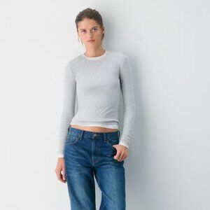 NWT Aritzia HomeStretch Rib Solo Longsleeve Heather Chrome 2XS
